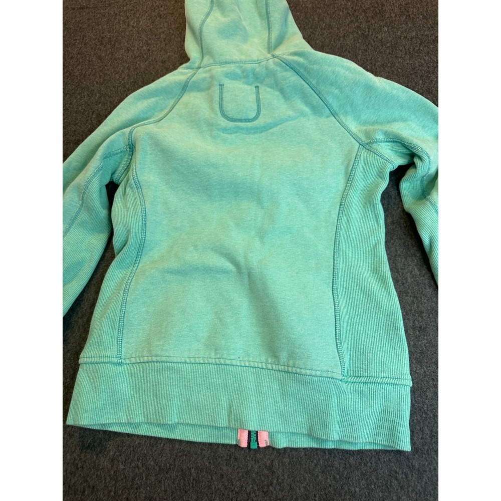 ivivva Girls Lululemon Practice Jacket Teal Full Zip Hoodie Thumbholes Size 14 - Picture 8 of 16